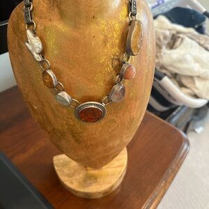 Rebecca Collins Elegant Silver and Amber Necklace
